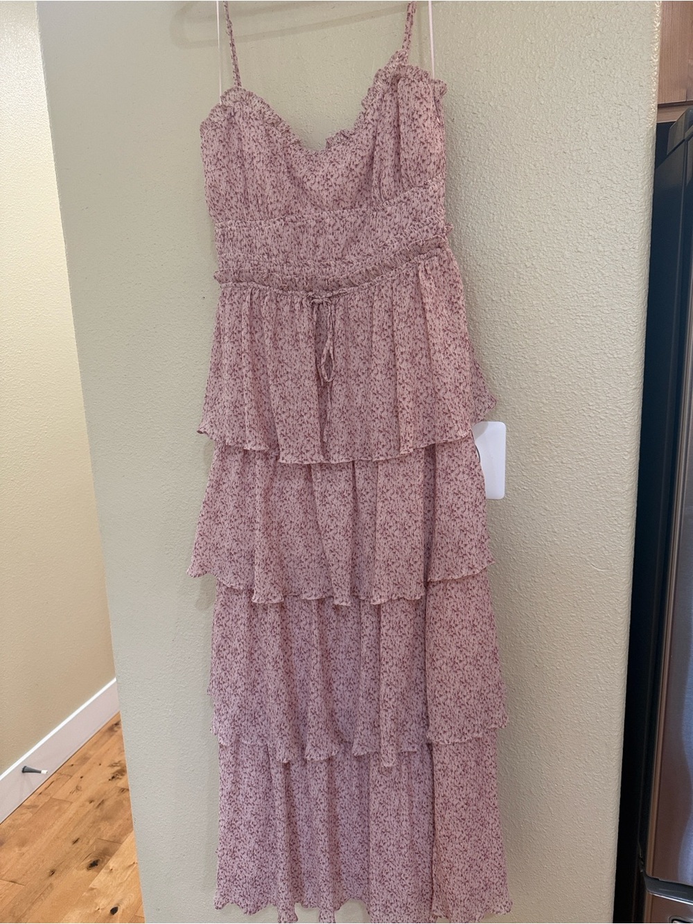 Astr Pink Floral Smocked Tiered Maxi Dress